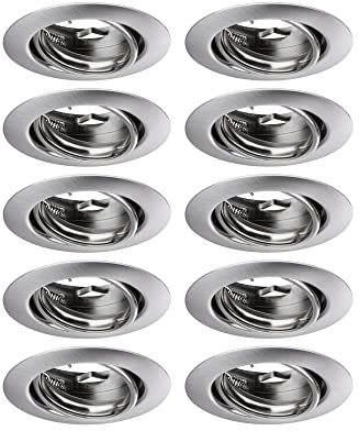 Paulmann 93399 Luminaria empotrable LED Base, redonda, orientable máx. 10x10 W, foco empotrable, acero mate, lámpara empotrable, metal, foco de techo, GU10