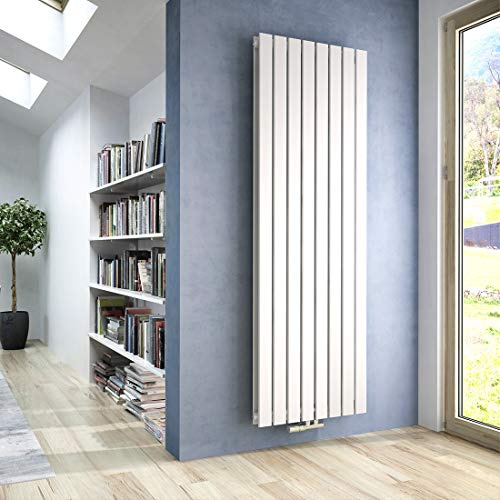 Heilmetz Heizkörper Flach 1800 x 616 mm Weiß Design Paneelheizkörper mit Mittelanschluss Doppellagig Vertikal Badheizkörper