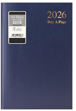 Premium-Qualität | A4 Tag pro Seite Terminplaner 2023 | Hardcover-Einband und Lesebandmarker, DAP-Jahresplaner für Business, Büro, Zuhause, Termine – Sa und Sonne, volle Seite pro Tag (blau)