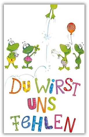 bsb Abschiedskarte - 11,5 x 17,0 cm - schöne Karte zum Abschied Kollegin & Kollege mit Frösche-Motiv - liebevolle Karte zum Ruhestand - Abschiedsgeschenk Kollegen Rente & Jobwechsel