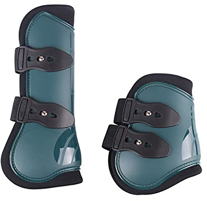 QHP Gamaschen-Set vorne und hinten 4er Set Polyurethan mit Neoprenfutter (Vollblut, dunkelgrün)