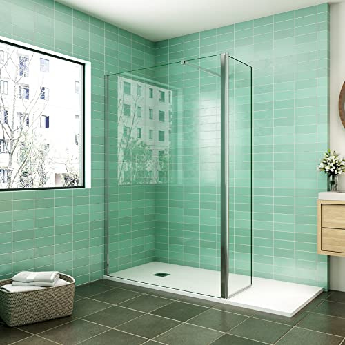 AICA paroi de douche 100x200cm avec un retour pivotant 50cm livré avec une barre de stabilisation extensible
