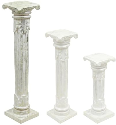 Oriental Galerie Säule Antike Blumensäule Dekosäule Ständer Sockel Podest Blumenständer Holz in vielen verschiedenen Designs, Säulen Variante Antik:Silberwash 100 cm