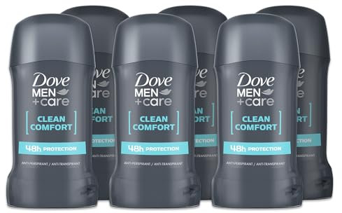 Dove, Deodorante Dove Men + Care Clean Comfort Stick, Deodorante Uomo, Antitraspirante, con 1/4 Crema Idratante Dove, Protezione Fino a 48 Ore, Dermatologicamente Testato, 6 Pezzi da 50 ml