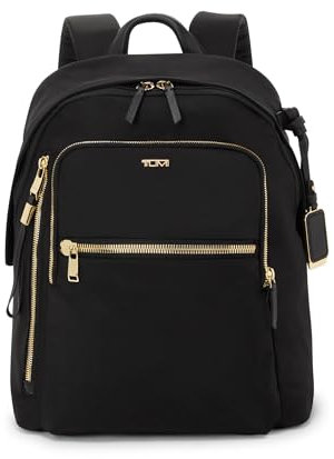 TUMI Voyageur Halsey Backpack, Holds Up to 14 Screens, Black and Gold