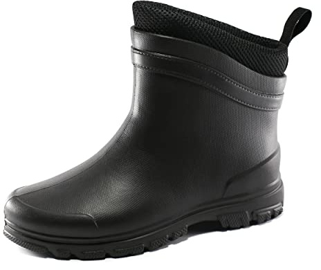 Realpaks Gummistiefel für Herren Damen, Gartenschuhe, bequem, kurze Stiefeletten, Bequem, wasserdicht, Regenschuhe, mit warmer einlage E11V843bk