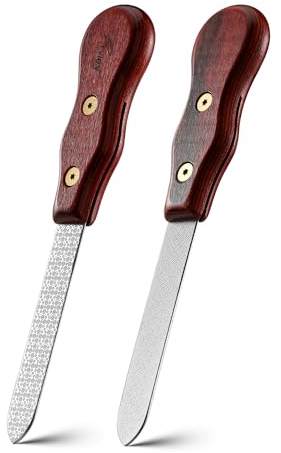 FVION Lime per Unghie in Acciaio Inossidabile - 2 Pezzi Lima per Unghie Professionale Doppia Faccia, Limetta Unghie Uomo in Metallo per Manicure e Pedicure (Rosso)