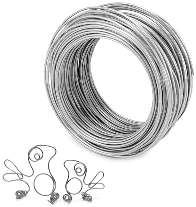 QWORK® 30m Weicher Aluminiumdraht Ø2 mm Flexibler Aludraht für Schmuckherstellung, Metallskulpturen und Gartenarbeit - Silber