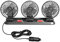 Hojalis Auto Ventilator, Tragbare 360 °drehbarer Auto Fan, Ventilator Auto 12V, Ventilator für Zigarettenanzünder, Auto-Kühlluftventilator mit 2 Geschwindigkeiten, für Lkw, Van, Suv,Rv (Drei Köpfe)