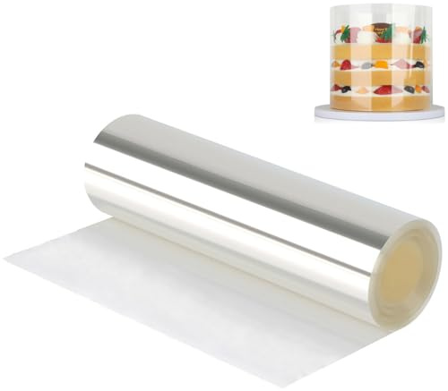 Anicy Pellicola per bordo torte 30cm x 10m - Pellicola trasparente per torte, Pellicola per bordo torte riutilizzabile per la decorazione di torte con cioccolato, mousse, dolci e dessert