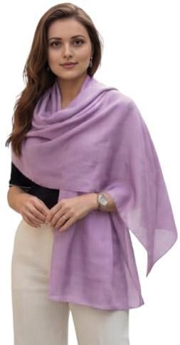 LA FERANI Dam sidenhalsduk 100 % sidenhalsduk lila sidenscarf 180 x 90 cm enfärgad för kostym formella tillfällen stola business stil present för dig, lila, 180x90