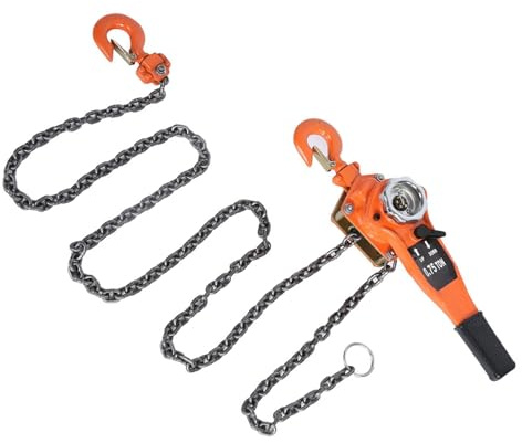 0, 75 T Orangefarbener Kettenzug mit Ratschenhebel und Riemenscheibe, Hoch, Manueller Blockhub mit Hoher Intensität und Robustheit, Ideal für Lager und Werkstätten