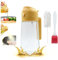 Pulverizador de aceite de oliva de 470 ml con cepillo, pulverizador de aceite 2 en 1 y botella dispensador de aceite, cristal de grado alimenticio, pulverizador de vinagre para cocina (Amarillo)