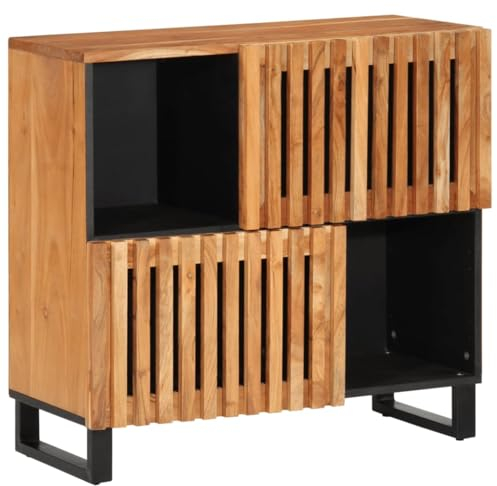 vidaXL Sideboard, Kommode mit 4 Fächern 2 Türen, Anrichte für Wohnzimmer Schlafzimmer, Beistellschrank, Industrie-Stil, Massivholz Akazie