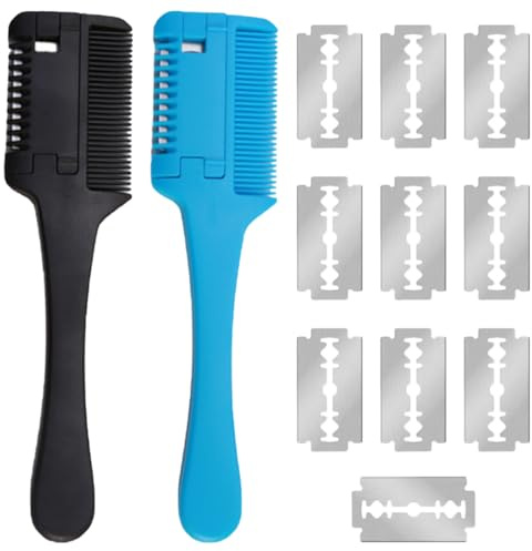 EIHI 2 Piezas Cortapelo con peine, afeitadora de doble cara con 10 cuchillas de recambio para el pelo, adultos y niños, corte de pelo casero