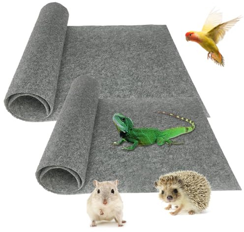 FineInno 2 Pezzi Tappeto per Rettili in Fibra 60 x 40 cmTappetino Antiscivolo per Rettili Reptile Carpet Reptile Tappeto per Draghi Barbuti Lucertole Iguane Geco (A)