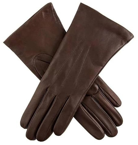 Dents Tina Damen Lederhandschuhe mit dreipunktigem Kaschmirfutter, kürzerer Finger, Mokka-Braun