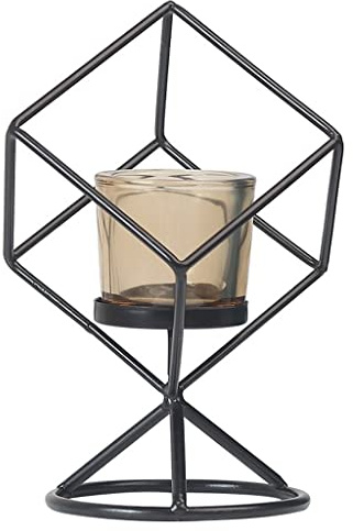 RKVXCJHDR Candelabros Candelador geométrico de Hierro Forjado nórdico Candelador Decorativo Candelador Decorativo for la Sala de Estar Comedor de Cocina Candelabros Cónicos(A)