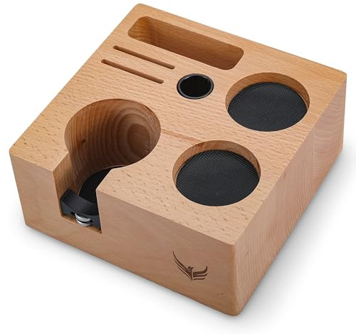 KNODOS 58mm Coffee Tamper Station – Beech Wood Espresso Accessories Organiser and Barista Tool Stand