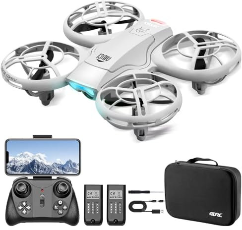 4DRC V8 Mini Drone with 720P Camera for Kids Beginners, RC Quadcopter with 2 Batteries Longer Flight Time, Altitude Hold, Headless Mode, Palm Take off, QuickShots, Built-In Propeller Guard,Grey