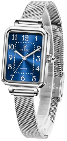 Taxau Damenuhr wasserdichte Armbanduhr Edelstahl Mesh Armband Klein Analog