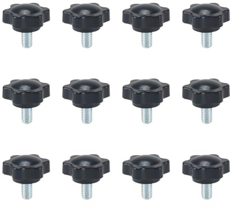KINDPMA Lot de 12 Vis à Tête Moletée M6 x 10 mm en Plastique en Forme D'étoile avec Poignée, Vis à Tête Étoile pour Machines-Outils, Équipement Mécanique, Décoration de Meubles