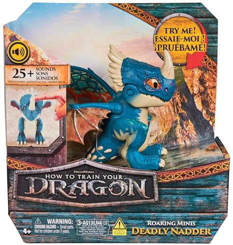 Dreamworks Dragons, How to Train Your Dragon, Roaring Minis Deadly Nadder, interaktiv leksak med 25 ljud, barnleksaker för pojkar och flickor från 4 år