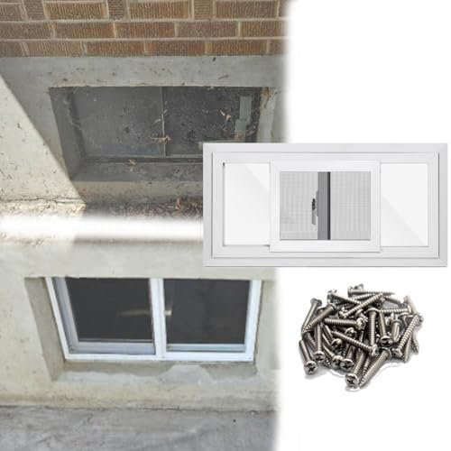 Finestre scorrevoli di ricambio per seminterrato alto 50 x 45 cm, con viti per casette da gioco B, garage, con serratura a incasso, finestre per capannoni, 50 x 45 cm