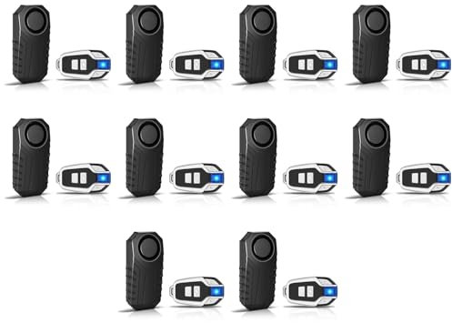 NineLeaf 113db Bicycle Alarm, Bike Alarms for Ebikes, Bicycle Alarm System Anti Theft, IP65 Waterproof, 7 Levels of Sensitivity, Easy Installation, for Bicycles, Electric Bicycles, Motorcycle, 10PK