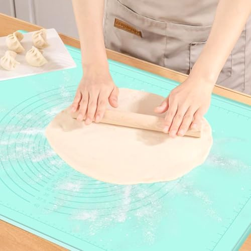 Silikonmatte Groß, 80×60 cm, Teigmatte Antihaftmittel, BPA-frei | Backunterlage zum Teig Ausrollen, Rutschfest, Mit Messung