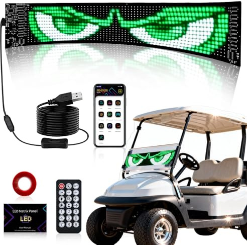 47 x 20 cm Upgrade zweireihiges Scrolling-LED-Schild, vorgefertigte Animationen und anpassbarer Text, multifunktionales helles LED-Display für Heimdekoration, Auto, Geschäft, Bar, Party, Geschäft