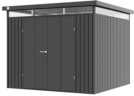 GFP Primeyard Gerätehaus Metall Gartenhaus 240x240x205 cm Geräteschuppen Flachdach anthrazit