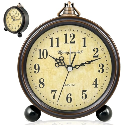 Konigswerk Wecker Vintage Analog Klein 5,25 Zoll Uhr Retro Batteriebetrieben