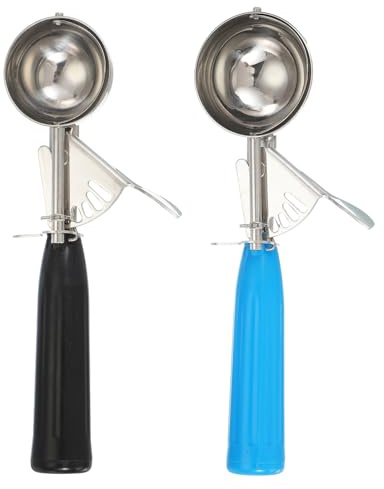 sourcing map 2 Pcs Cookie Scoops, Ice Cream Scoop with Trigger for Baking Cookie Dough Rice Pudding Kitchen Gadget, Black, Blue