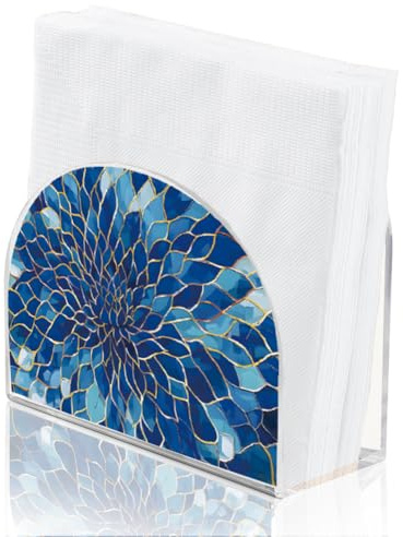 SUPERDANT Porte Serviette de Table Géométrique en Verre Organiseur de Mouchoirs en Acrylique Support à Cocktails en Papier pour la Cuisine Distributeur Serviette Papier Table