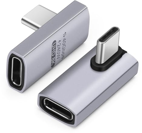 BORLTER CLAMP Adaptador USB C 90 Grados, Adaptador USB 4 Macho a Mujer (240W 40Gbps 8K@60Hz) Compatible con Thunderbolt 4, Steam Deck, Disco Duro, Interruptor, Teléfono, MacBook