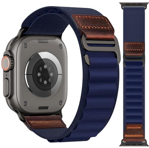 Cigamoka Alpine Loop en Cuir Compatible avec Bracelet Apple Watch Ultra 3 2 Ultra, Series SE 3 2 SE 11 10 9 8 7 6 5 4, Nylon Sport Bracelets pour iWatch 49mm 46mm 45mm 44mm Femmes Hommes