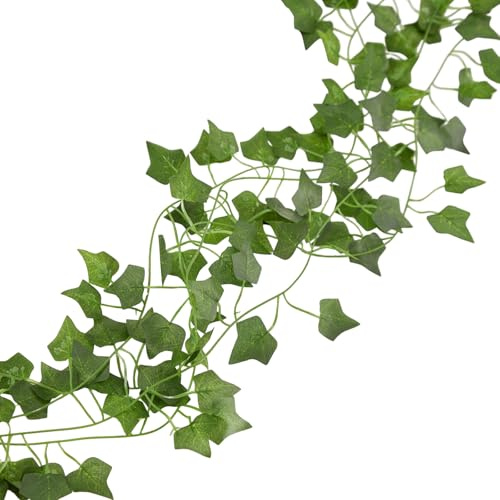 M.J COMFY-LIFE Artificial Ivy Leaves Plants Green Leaves Hanging Plants for Wedding Garden Wall Room Decor Indoor Outdoor Christmas Decorations (12, Without light)