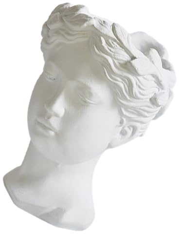 Cabilock Jarrón Decorativo de Resina Forma de Cabeza de Diosa Griega, Maceta Multifuncional y Elegante para Decoración Interior y Hogar White