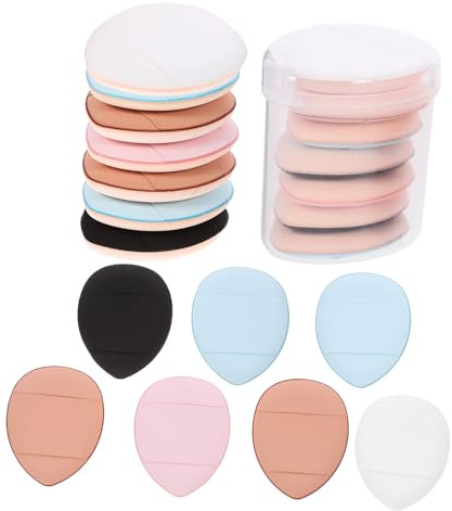 CIYODO 3 Dosen Kleiner Fingerpuder Puderquaste aus Weichem Material mit Fingerschutz für Präzises Make Up Gesichtspuder Frauen Unterwegs Zufällige Farbe