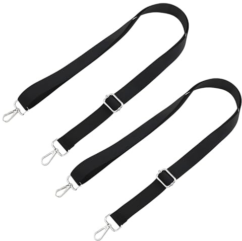 Bamyli 2 Stück Gurt für Umhängetasche, Tragegurt Schwarz, Verstellbarer Tragegurt Tasche 75-140 CM, Mit Karabinerhaken, Universell Für Umhängetaschen
