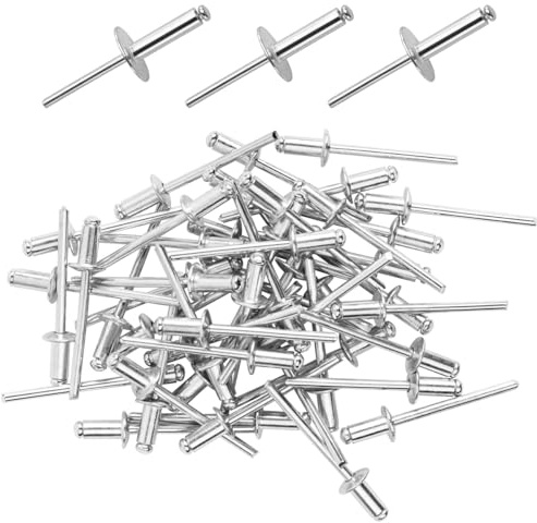 100 Piezas Remaches de Aluminio con Cabeza Ancha, 4.8 x 16mm Remaches Ciegos de Aluminio con Brida Grande,Juego de Remaches Ciegos de Aluminio, para Construcción, Industrial, Automoción y Mobiliario