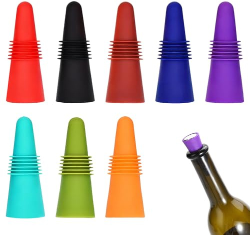 8 Pièces Bouchons Et Becs Verseurs Pour Vin, Réutilisable Acier Inoxydable Bouchon Bouteille, Bouchon Bouteille Vin Pour Le Liège Pour Bouteilles De Vin De Bière De Champagne
