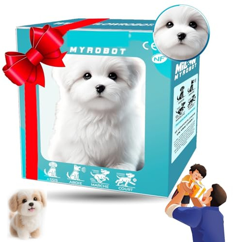 Hund, Realistischer Roboterwelpe, Gehendes Interaktives Elektronisches Haustier-plüschspielzeug, Geschenk für Kinder Und Erwachsene White