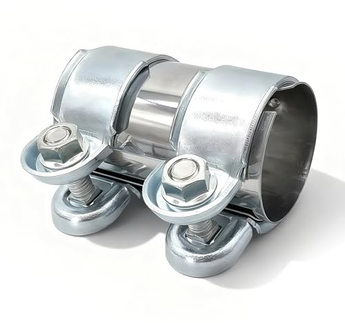 50 mm Auspuffschelle Rohrverbinder, Edelstahl Auspuff Schellen Reparaturschelle Verbindung Klemmen mit Doppelschelle Auto Abgasanlage (Ø 50mm / L: 95mm)