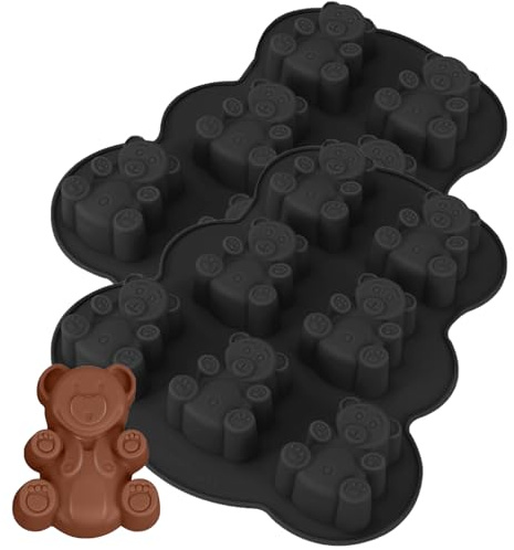 YXHZVON 2 Stück Silikonform Form einer Tragen Bär, 3D Bär Kuchenform mit 7 Mulden, Antihaft Bär zum Backen für Kuchen, Backen, Dessert, Gebäck, Cake(Schwarz)