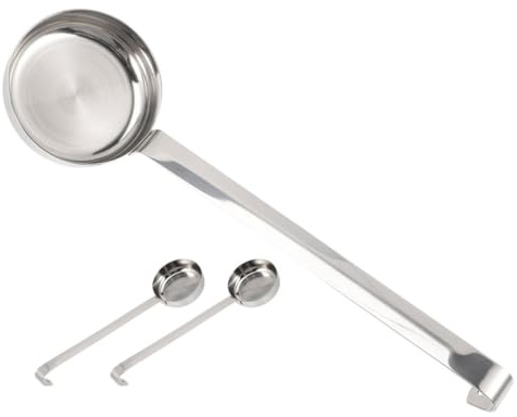 SUPVOX Cuchara para Salsa de Pizza de Acero Inoxidable Fondo Plano, Juego de 3 Unidades, Cucharón Medidor Multifuncional para Cocina, Restaurante y Servir Aderezos