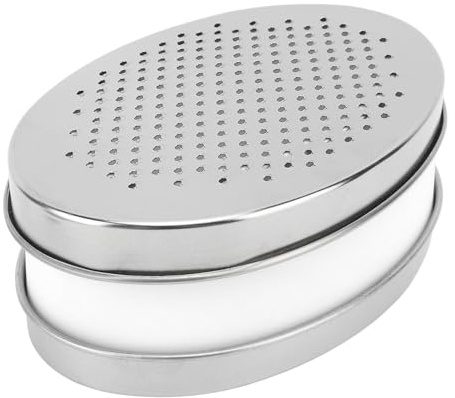 Aramox Rallador de Queso Portátil, Trituradora de Alimentos de Doble Cara de Acero Inoxidable con Contenedor de Almacenamiento para Quesos, Jengibre, Verduras, Uso Doméstico Al Aire Libre, 6,7 X 4,7
