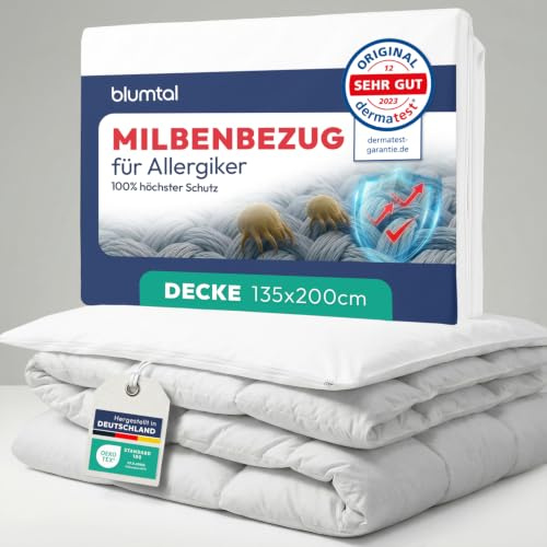 Blumtal Premium Milbenbezug Bettdecke 135x200cm - DERMATEST geprüfte Evolon-Qualität milbendicht - Encasing Bettwäsche 135x200cm - Oeko-TEX zert. Mikrofilament-Textil Evolon - Encasing Decke