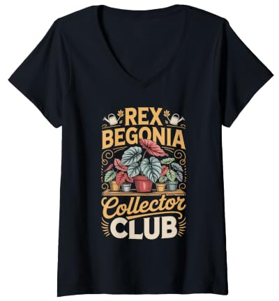 Women's Rex Begonia Collector Club Begonia Houseplant V-Neck T-Shirt
